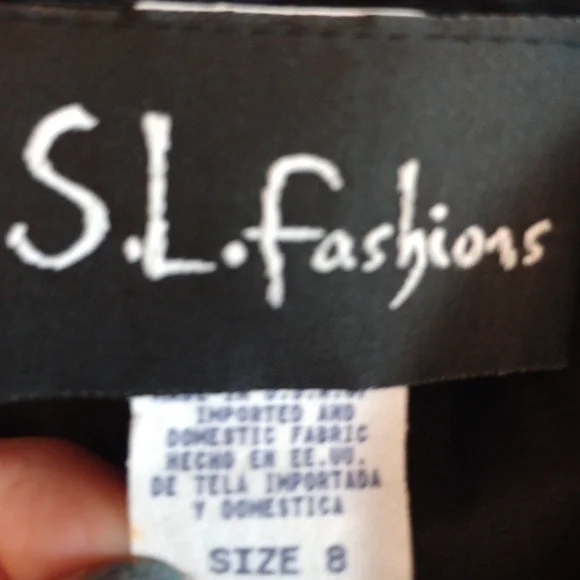 S.L Fashions Tag Maxi Dress, Black, Fohrmal Square Neck, Pleated, Sheer, 8 - Picture 4 of 15